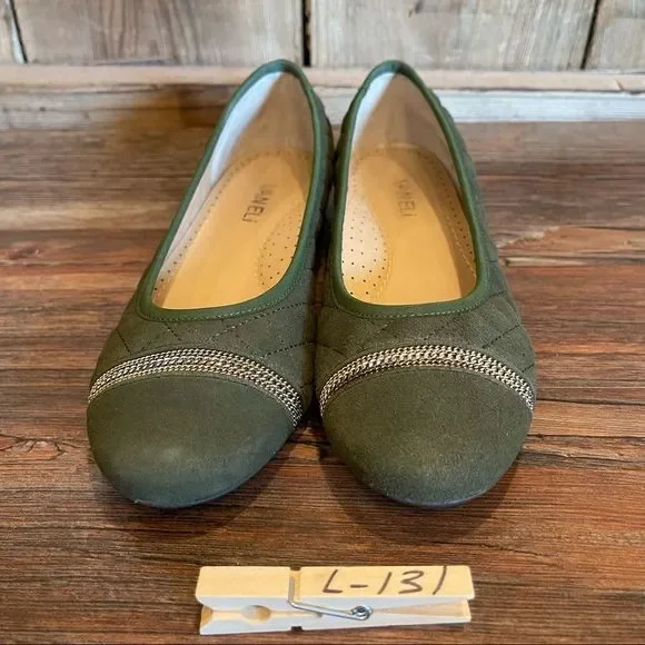 Vaneli Olive Green Slip on flats Womens Shoes Size 8.5 N preowned with box - Picture 6 of 8